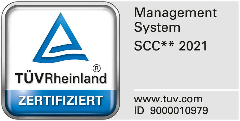 Zertifikat TÜV Rheinland Management System SCC 2021